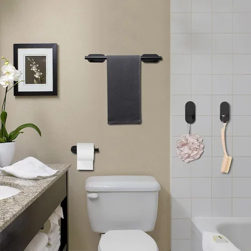 Miniatura 5 de JiGiU Toallero autoadhesivo para baño, incluye toallero de baño de 16 pulgadas, soporte para papel higiénico, anillo de toalla y 3 paquetes