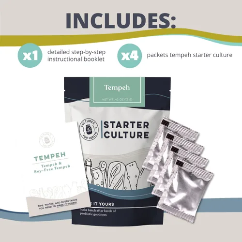 Miniatura 3 de Cultures for Health Tempeh Starter Culture 4 paquetes de esporas iniciales para carne a base de plantas de bricolaje Comida indonesia sin gluten