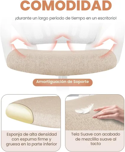 Miniatura 6 de NEO CHAIR Silla de escritorio de oficina para computadora, ergonómica de malla para juegos, asiento trasero medio con cómodo soporte lumbar, altura