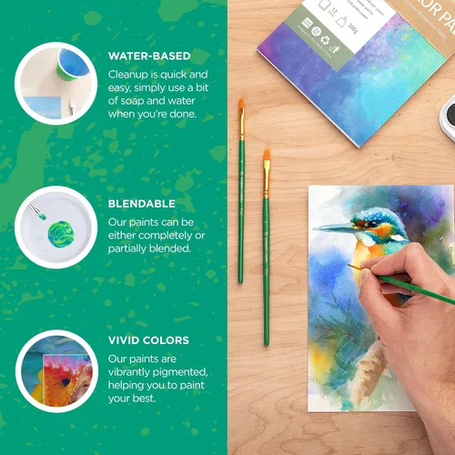 Miniatura 3 de Norberg & Linden - Juego de pintura de acuarela, 36 pinturas de primera calidad, block de 12 hojas, 6 pinceles, suministros de pintura con paleta