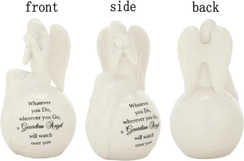 Miniatura 4 de Luz Nocturna de Cerámica Ángel Guardián – Lámpara Figurina de Ángel Orando con Mensaje Inspiracional – Regalo Conmemorativo con Luz LED