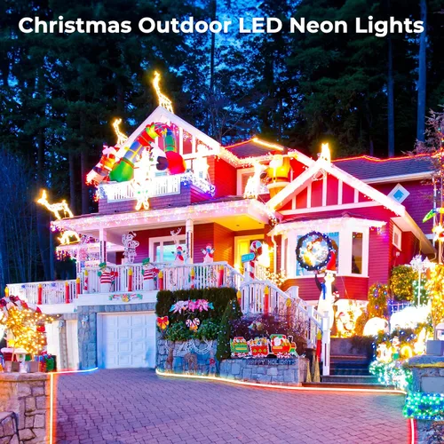 Miniatura 5 de Luces de cuerda de neón LED de 50 pies, control de luces de cuerda LED flexibles con aplicación/control remoto, IP67 para exteriores RGB que cambian