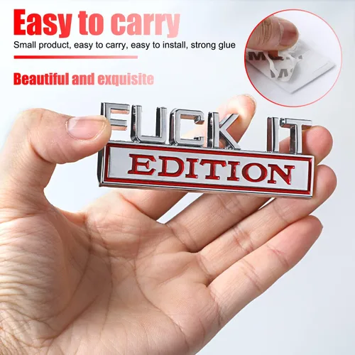Miniatura 3 de 1 emblema Fuck IT Edition para automóvil, emblemas exteriores de automóvil, calcomanía 3D, calcomanía para guardabarros 3D con adhesivo 3M, apto Rojo