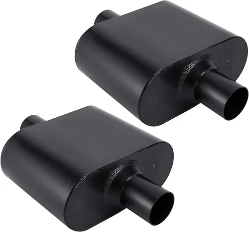 Miniatura 9 de Silenciador de escape universal, silenciador de acero aluminizado con sonido agresivo, silenciador de carreras de rendimiento de 2 cámaras