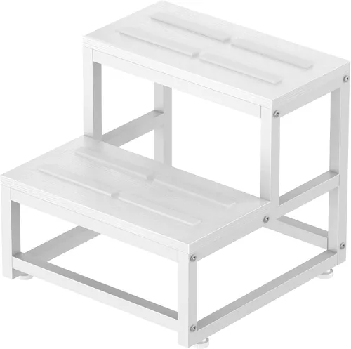 Miniatura 9 de LIANTRAL Taburete de 2 escalones para adultos y niños, taburetes de madera resistentes, taburete de mesita de noche con capacidad de carga de 500