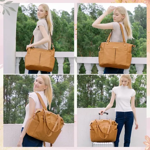 Miniatura 2 de MOMINSIDE Bolsa de pañales, mochila de cuero para pañales con 13 bolsillos para mamá y papá, bolsa de bebé convertible para niños y niñas, bolsa
