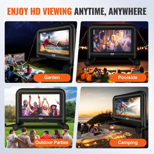 Miniatura 6 de VEVOR Pantalla de cine inflable, pantalla de proyector inflable de 16 pies para exteriores con soplador y bolsa de transporte, proyección