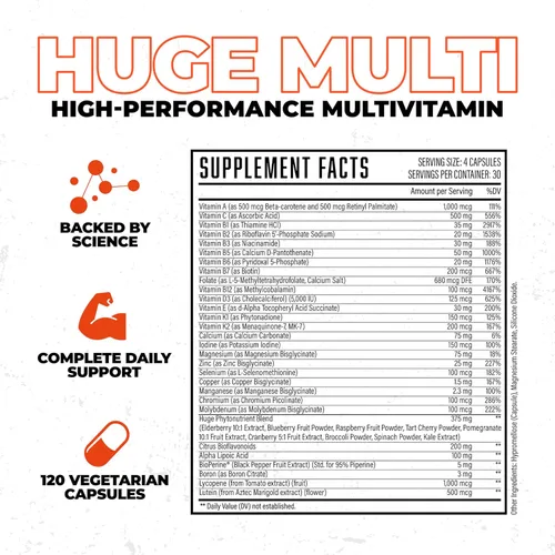Miniatura 5 de Gran multivitamínico para hombres, fórmula todo en uno de alto rendimiento para atletas y culturismo, reposición de vitaminas y minerales, apoya