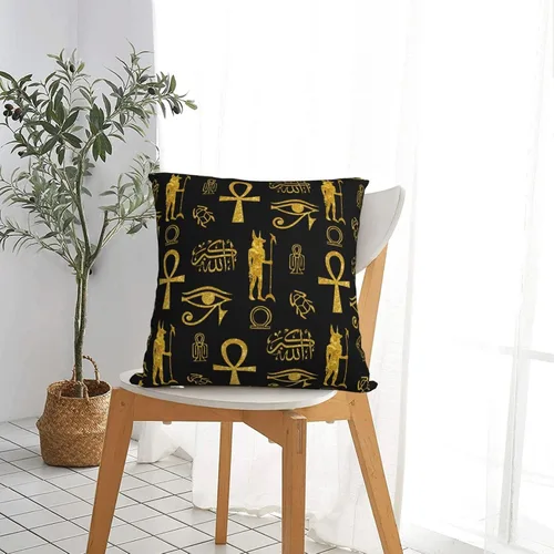 Miniatura 6 de Funda de almohada cuadrada de 12 x 12 pulgadas, diseño de cruz de Ankh de Ankh, dorada, Allahu Akbar, funda de cojín cuadrada decorativa