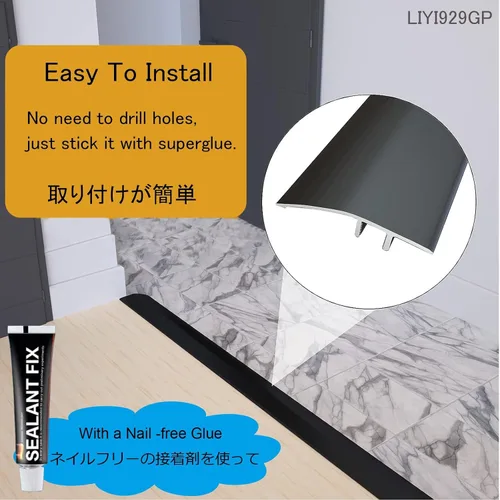 Miniatura 6 de LIYI929GP Barra de aluminio para puerta delantera, porche, entrada exterior, barra de umbral, para zonas de alto tráfico, reductor de umbral
