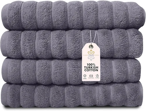 Miniatura 15 de Classic Turkish Towels - Juego de toallas de baño de algodón extragrande de alta calidad, gruesas y absorbentes, toallas de baño de lujo acanaladas