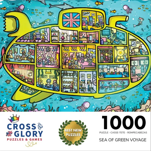 Miniatura 5 de Cross & Glory - Sea of Green Voyage: British Invasion Beneath The Waves - Rompecabezas de 1000 piezas para adultos y niños mayores de 12 años