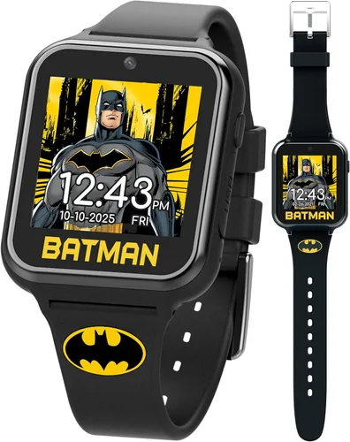 Batman - Reloj inteligente para niños, pantalla táctil con cámara grabadora de voz, cronómetro, alarma, temporizador, calculadora de rastreador de