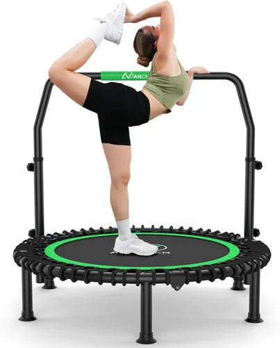 Miniatura 9 de ANCHEER Trampolín de 40 pulgadas, mini trampolín de rebote para adultos/niños con mango de espuma ajustable de 4 niveles, trampolín de fitness