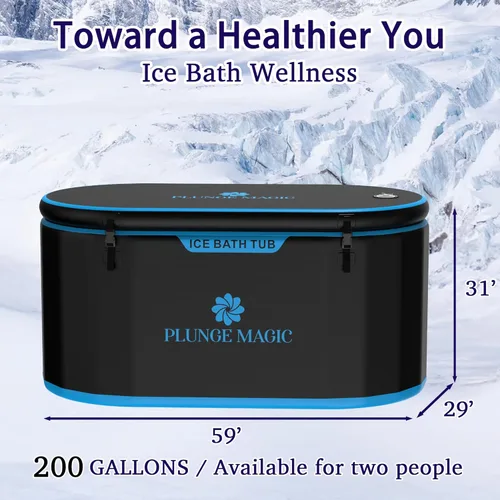 Miniatura 2 de Ultimate - Bañera de hielo inflable con cubierta para atletas, portátil y tamaño XXL, color negro, compatible con enfriador de agua (alargado negro)