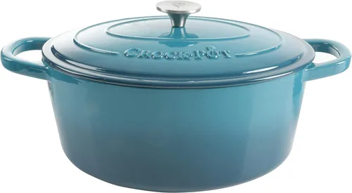 Miniatura 2 de Crock-Pot Artisan - Horno holandés ovalado de hierro fundido esmaltado, paquete de 7 cuartos y 5 cuartos de galón, verde azulado degradado