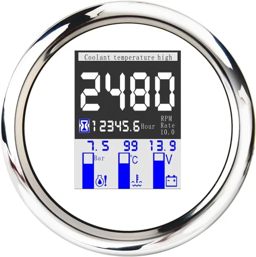 Miniatura 15 de ELING Voltímetro multifuncional 4 en 1 de 3.346 in, presión de aceite, nivel de combustible, medidor de temperatura del agua 9-32 V para automóvil