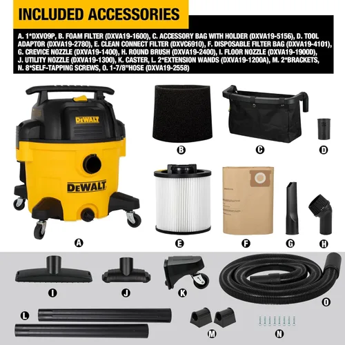 Miniatura 8 de DeWALT DXV09P - Aspiradora en húmedo y seco de 9 galones, color amarillo