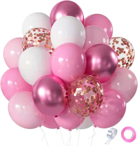 Miniatura 7 de Set de globos azules y blancos, 60 piezas de 12 pulgadas, globos metálicos cromados azul perla, globos azul claro para cumpleaños, despedida