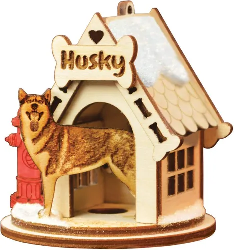 Miniatura 17 de Basset Hound Dog Tea Light Display Adorno de Navidad de madera para árbol de Navidad