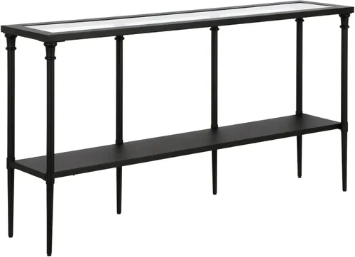Nellie - Mesa consola rectangular de 55 pulgadas de ancho con estante de metal en bronce ennegrecido