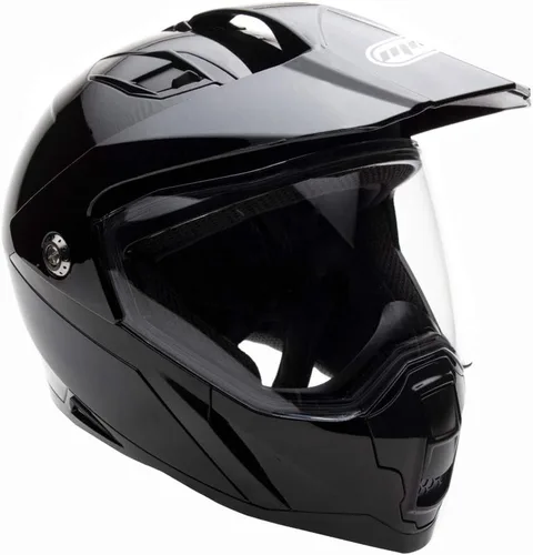 MMG Casco deportivo dual para motocicleta todoterreno dirt bike ATV - Visera abatible - Modelo 23 (negro brillante, mediano)