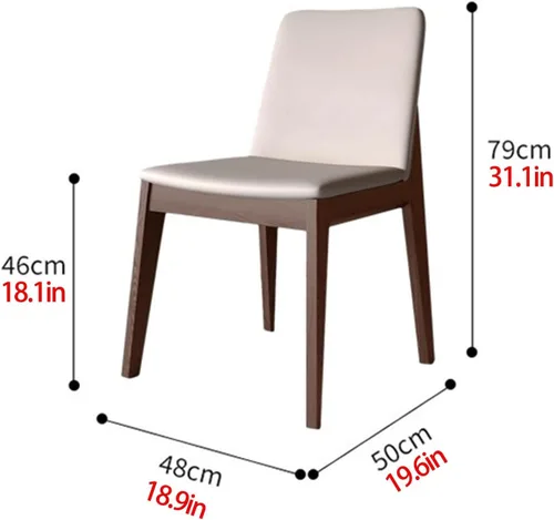 Miniatura 2 de Sillas de comedor tapizadas gruesas, sillas de cocina modernas de madera sólida, sillas de comedor tapizadas de cuero con marco minimalista, muebles