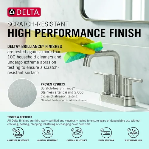 Miniatura 8 de Grifo Delta Faucet Lahara de 2 Manijas Widespread para Bañera Romana - Níquel Cepillado - Acero Inoxidable T2738-SS
