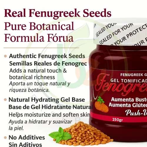 Miniatura 8 de Gel tonificante Fenogreco (fenogreco) - 8.82 oz - 100% natural con semillas de fenogreco reales - Sensación hidratante y tonificante - Gel cosmético