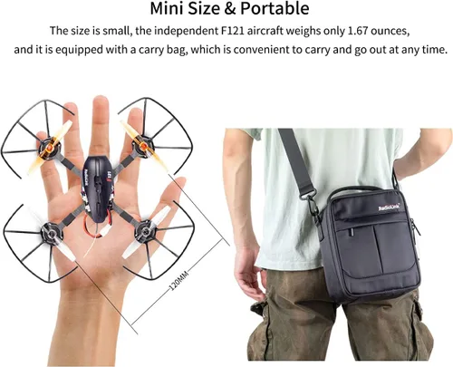 Miniatura 8 de Radiolink F121 FPV Mini RC Drone RTF con cámara para adultos y niños principiantes, cuadricóptero RC cepillado de 4.764 in, 2 baterías con estuche