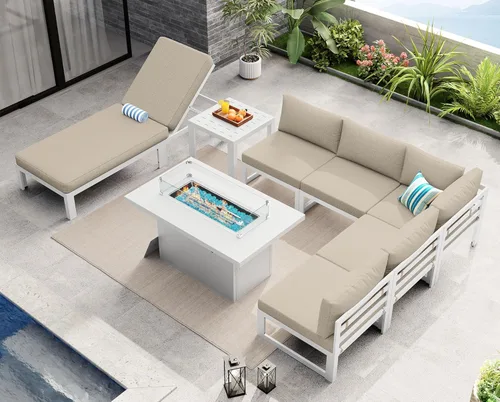 Miniatura 93 de NICESOUL - Juego de 10 muebles de patio extra grandes de aluminio moderno, sofá para exteriores con asiento de 29" de profundidad y ancho, 500 lbs