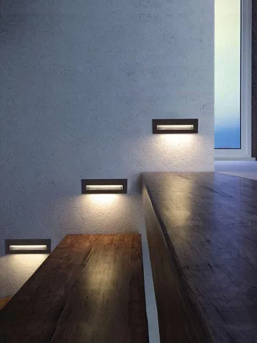 Miniatura 4 de Lámpara de pared moderna para escaleras, 6 W, con rejilla horizontal, placa frontal para interiores y exteriores, impermeable, color gris