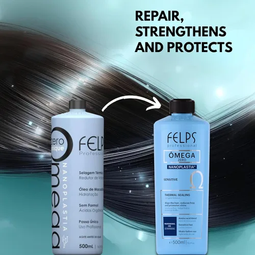 Miniatura 5 de Felps Profesional Omega - Sellado térmico y cero nanoplastia única - sin formalina - enderezar y alisar el cabello tratamiento - aminoácidos tenino