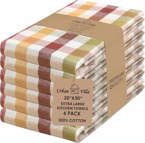 Miniatura 31 de Urban Villa Toallas de cocina 100% algodón, paquete de 6, altamente absorbentes, de secado rápido, súper suaves, de primera calidad, para cocina