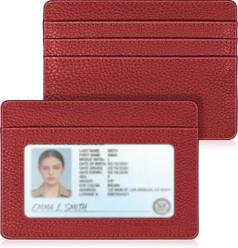 Miniatura 29 de Fintie Billetera delgada y minimalista para bolsillo frontal, con bloqueo RFID, tarjetero y ventana de identificación, para hombre o mujer