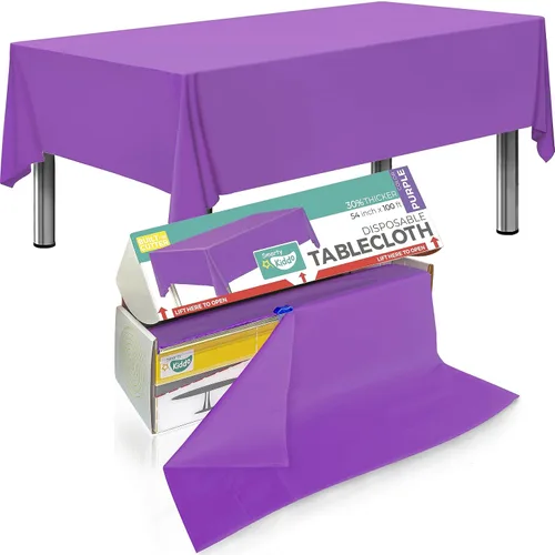Miniatura 12 de Smarty Kiddo Rollo de mantel de plástico negro de 54 x 100 pies con caja de cortador integrada, mantel desechable para fiestas, pícnic, eventos