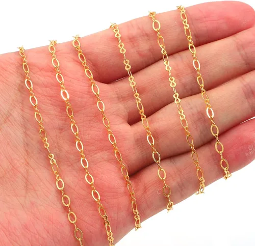 Miniatura 3 de Beadia - Cadenas en O bañadas en oro de 18 quilates de 3 mm y 2 metros para la fabricación de joyas Cadena O