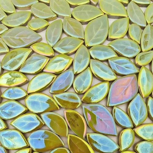 Miniatura 11 de Azulejos de mosaico de cerámica en forma de hoja de 500g/1.1lb, piezas de mosaico de cerámica para manualidades, azulejos de mosaico para decoración