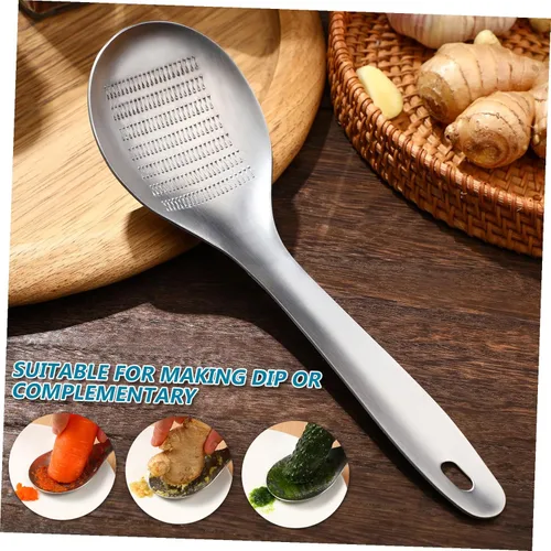 Miniatura 5 de 2 piezas de acero inoxidable ajo, jengibre, rallador de cuchara, herramienta de cocina para triturar fácilmente picar para ajo, frutos secos
