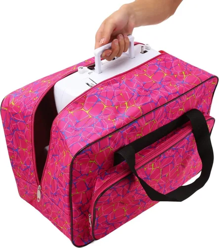Miniatura 4 de Estuche de transporte para máquina de coser con asa, bolsa de nylon, estuche de transporte con acolchado y bolsillos con asas, adecuado para la Rojo