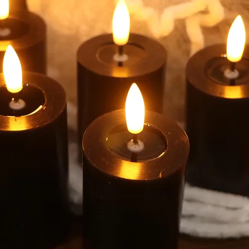 Miniatura 3 de Decoraciones de Halloween Velas de Superficie de Espejo con Control Remoto Temporizador, Funcionan con Baterías 6pcs Velas Votivas LED de Cera Real