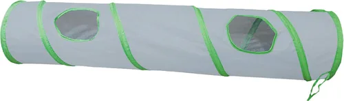 Miniatura 10 de PetLike Túnel para gatos (con juguete interactivo para gatos y juguete de hierba gatera) para gatos de interior, tubo plegable para mascotas, gris
