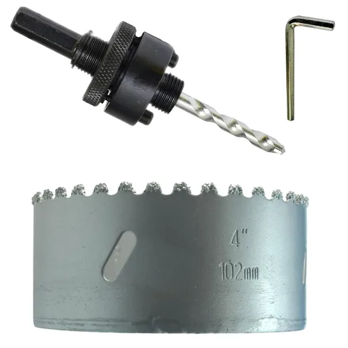 Miniatura 28 de Sierra de agujero HSS con mandril piloto de 2 piezas de alta velocidad para perforar madera y acero, broca de 1/4" de diámetro y eje, broca piloto