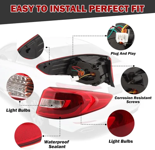 Miniatura 3 de Luz Trasera Compatible con Hyundai Sonata 2015 2016 2017 Reemplaza 92402C2000 HY2805129 (Lado Derecho del Pasajero)