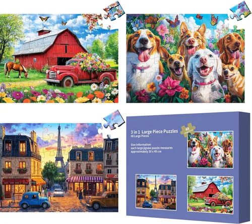 Miniatura 9 de 6 Paquetes de 24 Rompecabezas de Piezas Grandes para Personas Mayores, Productos para Demencia y Alzheimer, Juego de Memoria y Cognitivo Fácil