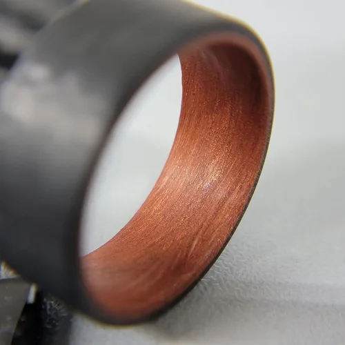 Miniatura 8 de Handmade Ring Band - Men's or Women's Carbon Fiber Ring with Copper Composite Interior, Matte Finish, Flat Black Band, Durable, Waterproof, Sizes