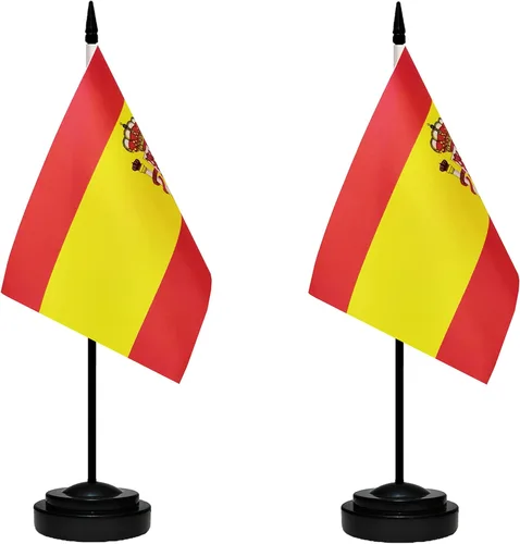 Miniatura 18 de Juego de banderas colombianas de lujo para escritorio de Colombia, pequeñas banderas de escritorio colombianas en miniatura con poste sólido, base