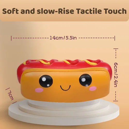 Miniatura 8 de Anboor 4 piezas Squishies Hot Dog Cake Pan Donut Kawaii perfumado suave levantamiento lento exprimir alivio del estrés niños juguete Navidad