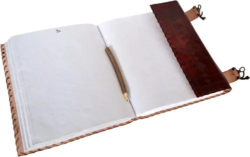 Miniatura 4 de Diario de piel Siete Chakras piedra medieval en relieve hecho a mano, libro de las sombras, cuaderno de oficina y otros usos, de 10 x 13 pulgadas