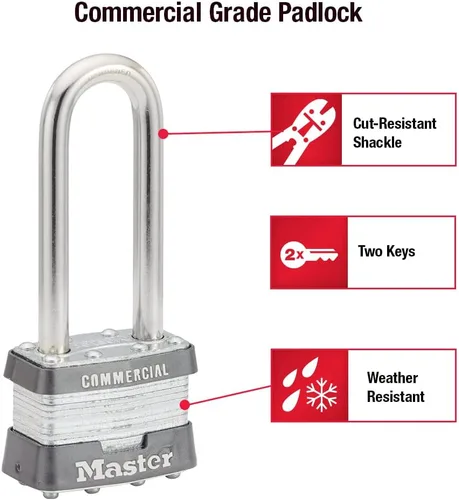 Miniatura 2 de Master Lock 1KALJ - Candado para exteriores con llave, plateado, 1LJ, 1 paquete